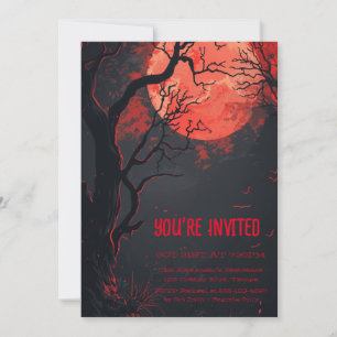 Invitation Pleine lune rouge mystique personnalisée