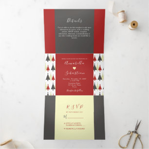 Invitation pliable en trois volets pour mariage Hi
