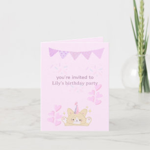 Invitation pliée fille anniversaire carte personn