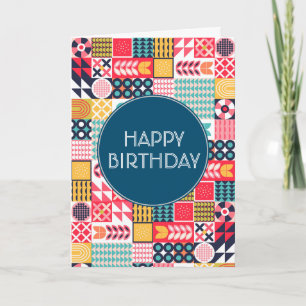 Invitation pliée géométrique florale Bauhaus