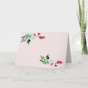 Invitation pliée : Roses sur une vigne