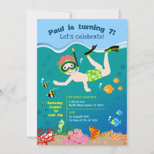 Invitation Plongée en apnée avec poissons tropicaux fête d'an