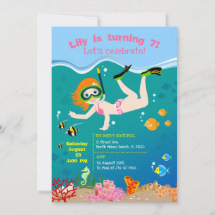 Invitation Plongée en apnée avec une fille aux poissons tropi