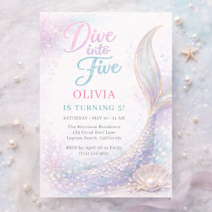 Invitation Plongeon de sirène dans la fête d'anniversaire de