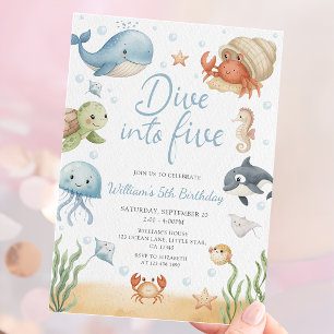 Invitation Plongez dans cinq animaux océaniques 5e anniversai