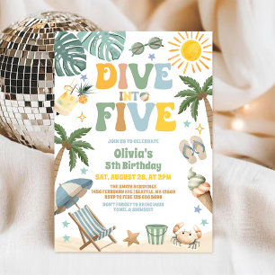 Invitation Plongez dans cinq fête de plage d'été pour un 5ème