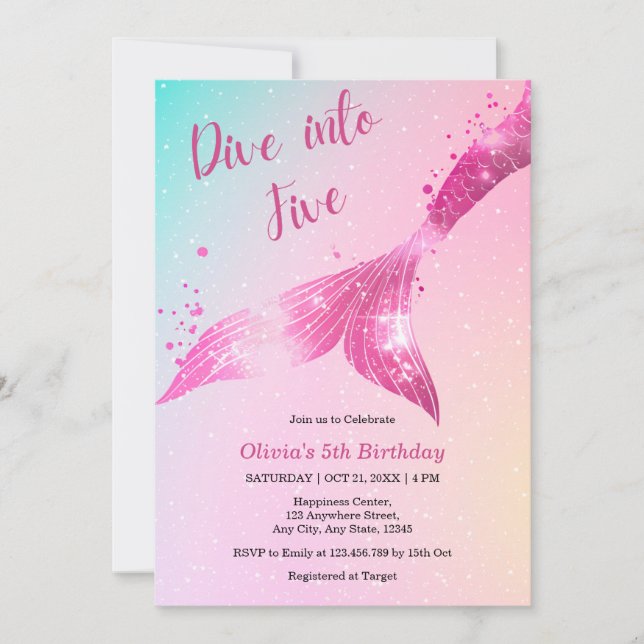 Invitation Plongez dans cinq filles de sirènes 5e anniversair (Devant)