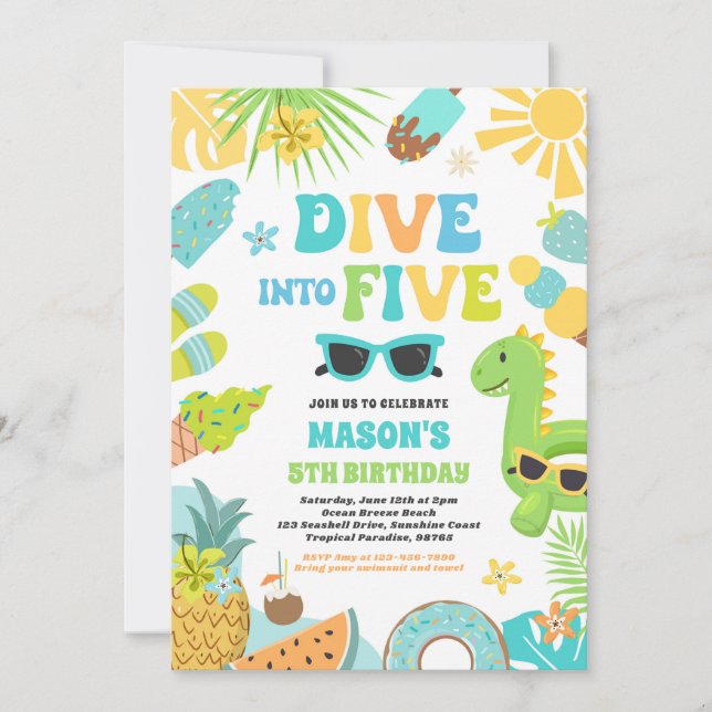 Invitation Plongez dans Cinq Plage Tropicale 5e fête d'annive (Devant)