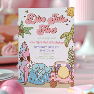 Invitation Plongez dans cinq Retro Super 5e fête d'anniversai