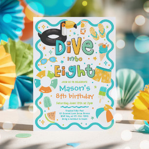 Invitation Plongez dans huit fête d'anniversaire de piscine d