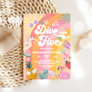 Invitation Plongez dans l'anniversaire 5 ans sous le soleil a