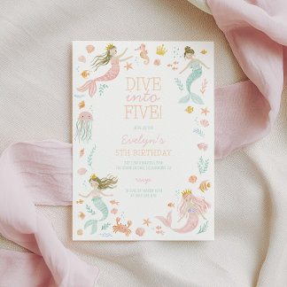 Invitation Plongez dans l'anniversaire de cinq filles sirènes