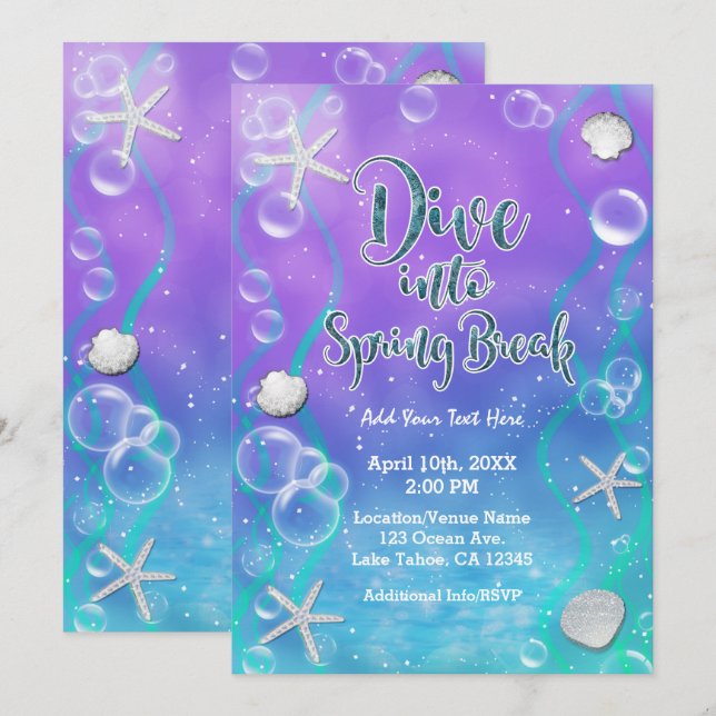 Invitation Plongez dans les vacances de printemps sous la fêt (Devant / Derrière)