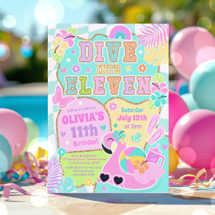 Invitation Plongez dans onze ans Fille BCBG Fête d'anniversai