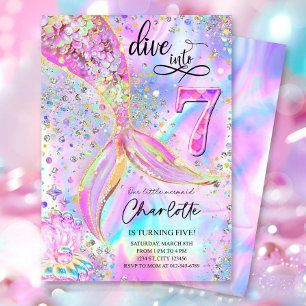 Invitation Plongez dans sept 7e anniversaire Mermaid Invitati