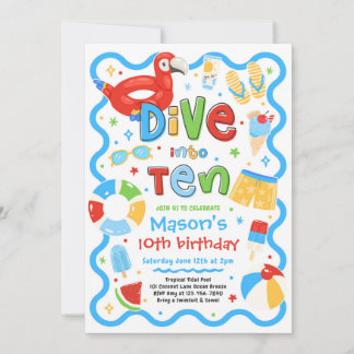 Invitation Plongez dans une fête d'anniversaire de 10 ans au