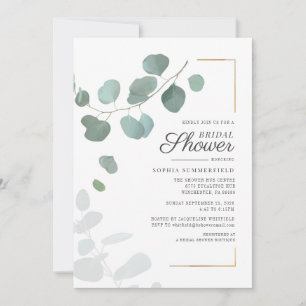 Invitation Pluie de mariage Eucalyptus Script Végétation Succ