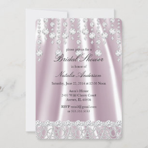 Invitation Pluie de Mariage Soie Rose Cristal de Diamant