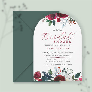 Invitation Pluie florale élégante aquarelle hivernale pour la