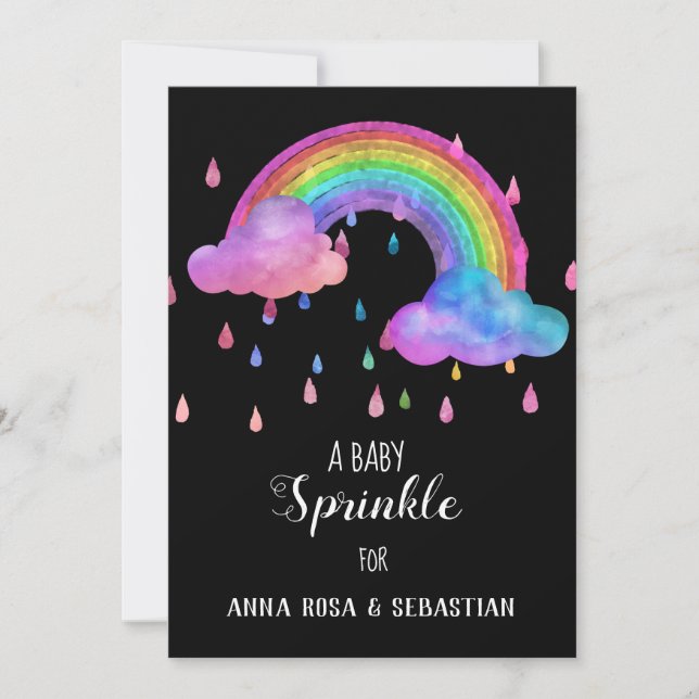 Invitation *~* Pluie nuageuse gouttes Rainbow Sprinkl Invitat (Devant)