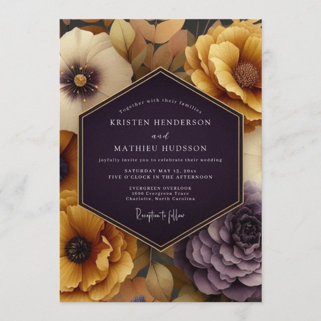 Invitation Plum Amber Autumnal Wedding (Devant)