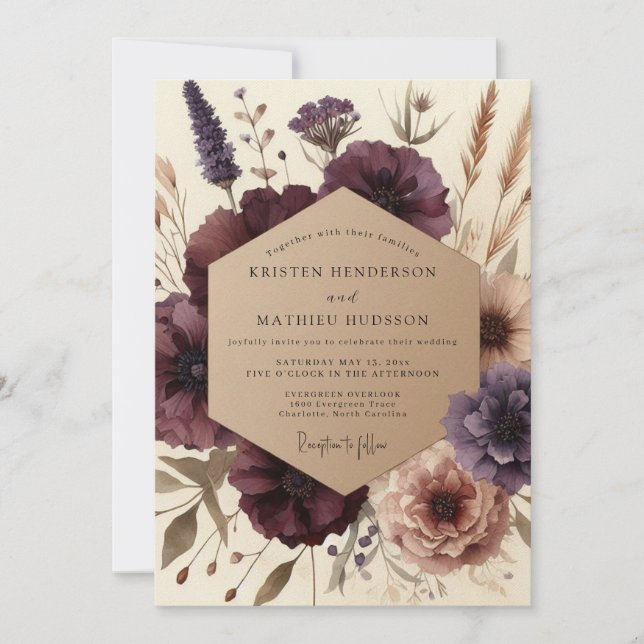 Invitation Plum Bloom Autumn Elegance Wedding (Devant)