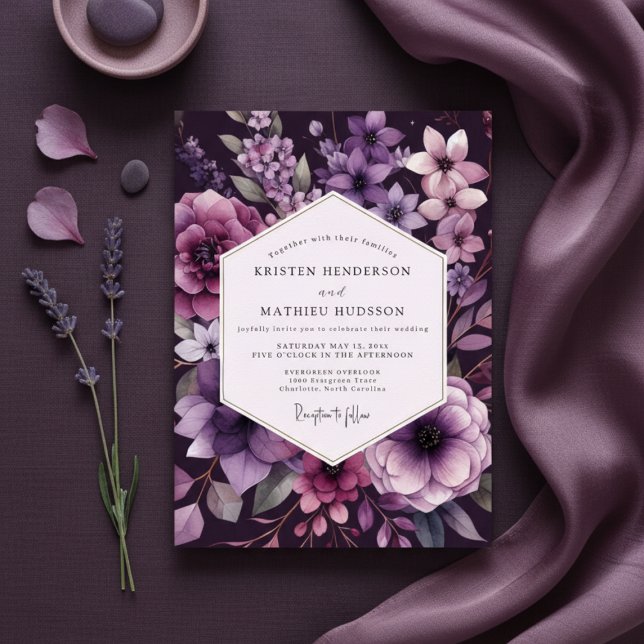 Invitation Plum Botanical Romance Wedding (Créateur téléchargé)