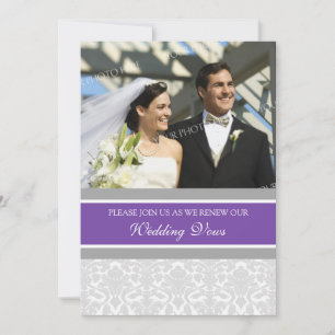 Invitation Plum Damask Photo Mariage Vow Renouvellement Invit