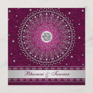 Invitation Plum du Ganesh hindou, mariage des manuscrits d'ar