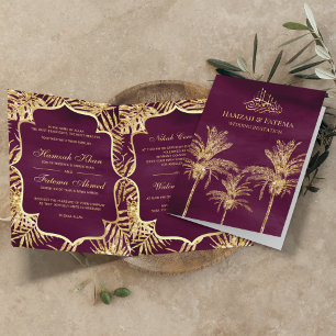 Invitation Plum et or Parties scintillant Date Palm Musulman 