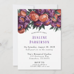 Invitation Plum et Orange Peony Bachelorette Party
