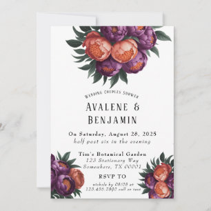 Invitation Plum et Orange Peony Mariage Couples Douche