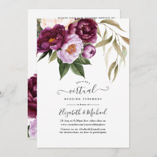 Invitation Plum et Pastel Violet Floral Mariage virtuel
