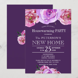 Invitation Plum floral automne pelouse blush