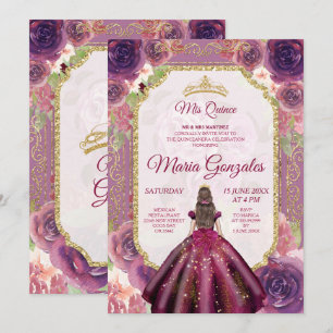 Invitation Plum Floral Rose fille Charra Mis province