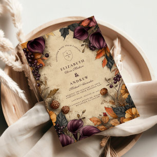 Invitation Plum foncé automne Mariage floral