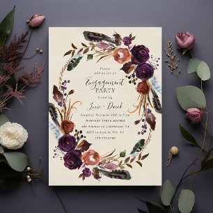 Invitation Plum Harvest Floral Engagement Party