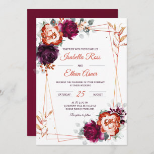 Invitation Plum, mauve et Mariage orange personnalisés