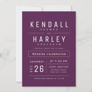 Invitation Plum Modern Chic Simple Typographie Mariage photo