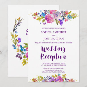 Invitation Plum Monogramme Arrière Réception de mariage