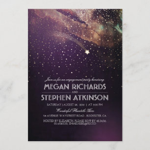 Invitation Plum Night Gold Shoting Star Engagement Party