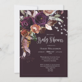 Invitation Plum, Or, Violet Floral String Baby shower