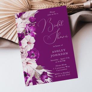 Invitation Plum pourpre et Fête des mariées florale
