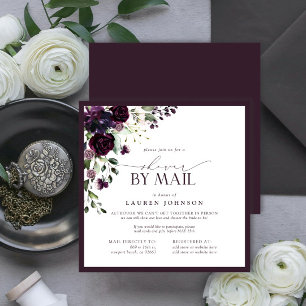 Invitation Plum Purple Aquarelle Florale Bridal E