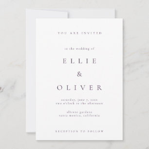 Invitation Plum Purple Boho Élégant I minimaliste Mariage