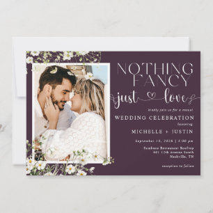 Invitation Plum Purple Floral Décontracté Mariage Just Love