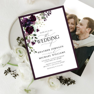 Invitation Plum Purple Lavande Mauve Floral Aquarelle Photo