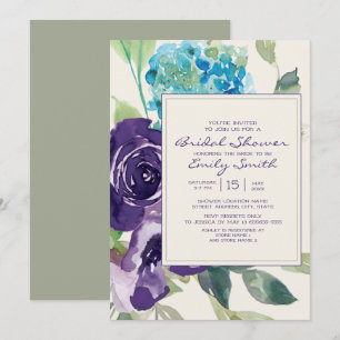 Invitation Plum Purple Sage Aquarelle Florale Mariage