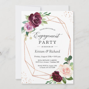 Invitation Plum romantique Violet Blush Floral Engagement