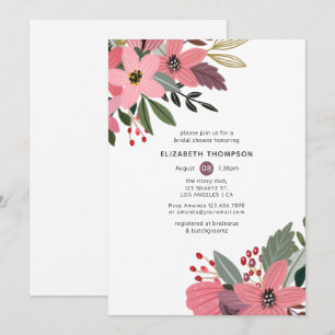 Invitation Plum rose et or Fête des mariées florale